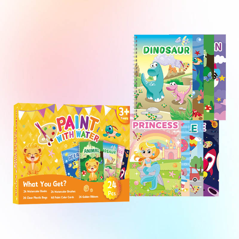 Set da 24 libri da colorare tascabili ad acquerello