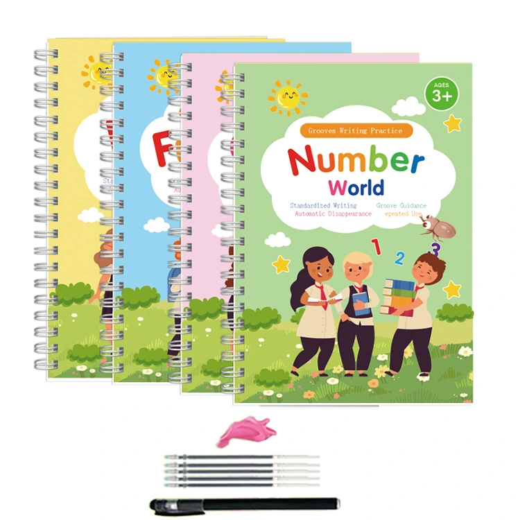 Set di libri per esercizi di scrittura con scanalature magiche