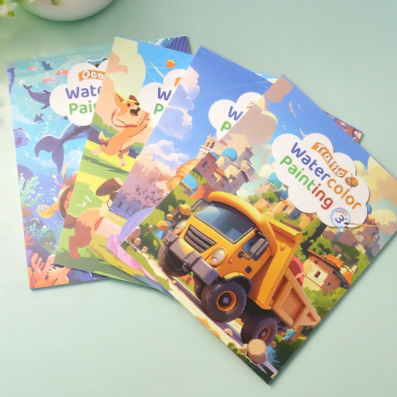 Libro da colorare ad acquerello con motivo a tema