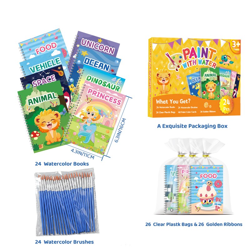 Set regalo libro da colorare ad acquerello